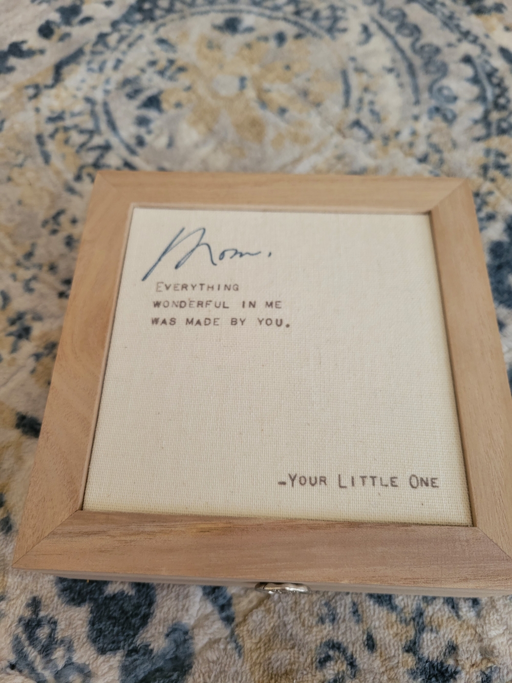 NWT For Mom,Natural Wood Jewelry Organizer with Cream Insert and Navy Script